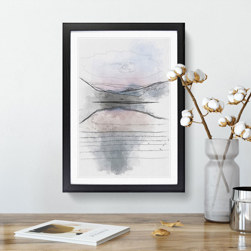 Italian Lake - Single Picture Frame Painting on MDF, Black Framed, 63cm H x 45cm W x 2cm D
