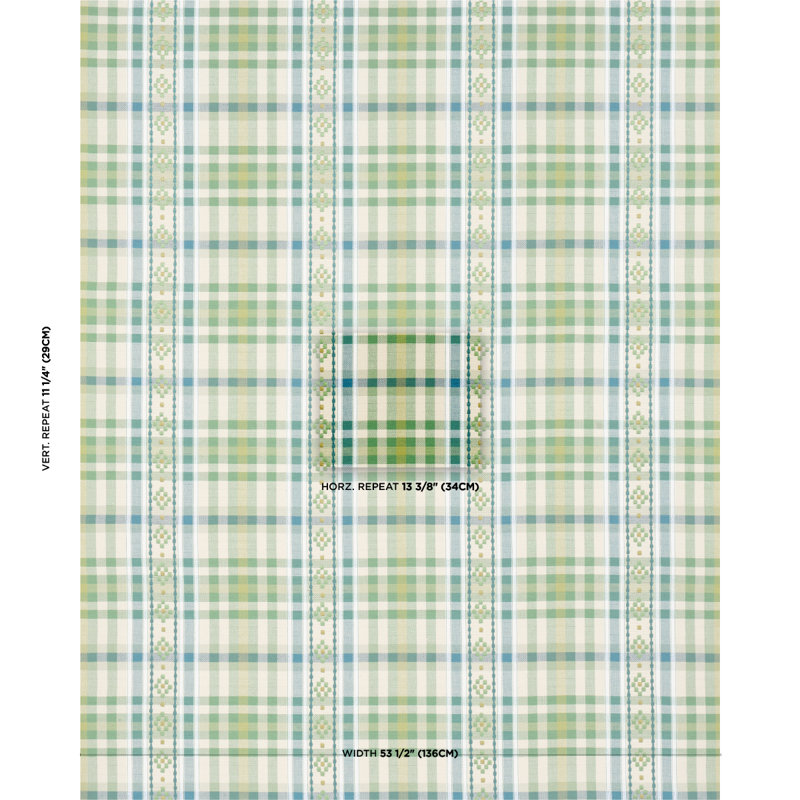 Hutton Check Fabric, Leaf