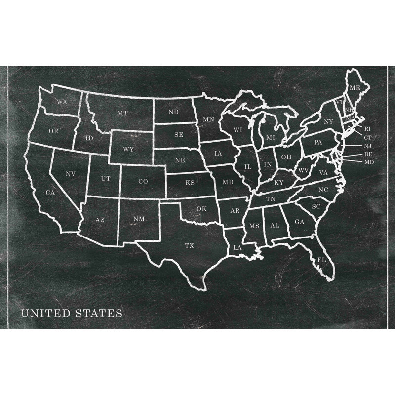 Carte des États-Unis - impression sur toile tendue, H 20 po x l 30 po