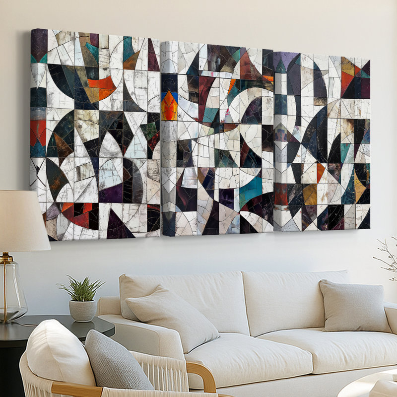 Série ABSTRACT LXI - Toile tendue sur mesure - 3 pièces, H 12 po x l 24 po