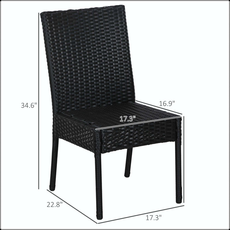 Chaise de salle à manger d'extérieur en PE avec coussins PE (ensemble de 4)