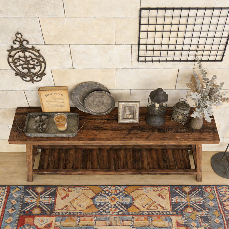 Farmhouse Entryway Table 2-Tier Sofa Table, Rustic Brown