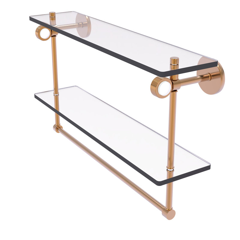 Tablette murale double verre Margolis, H 12,8 po x l 22 po x p 5,6 po, Bronze brossé