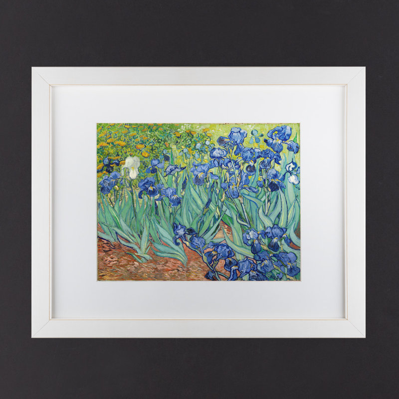 «Irises 1889» par Vincent van Gogh - reproduction, H 13 po x l 16 po x P 0,75 po, Blanc, Cadre blanc