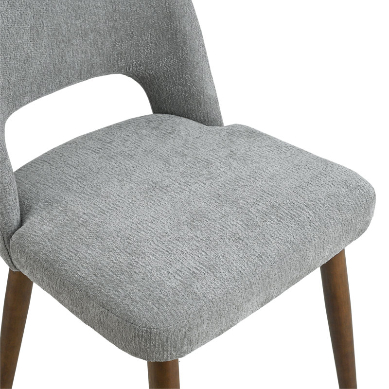 Ensemble de 2 chaises d'appoint en chenille rembourrées avec pieds en bois massif pour salle à manger, Gris