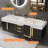 Aro Series Bathroom Vanity Set 59" Floating Faux Marble Bathroom Vanity Black With Sink-1604876578