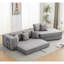 Lit rabattable avec confort supérieur, 3 sièges, velours d'agneau gris, mousse haute pour un style convertible de lit convertible, look élégant-479719344