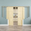 Double porte intérieure 6 panneaux en bois de pin 56 po x 80 po, bois de pin naturel, peinturable et imperméable, comme portes de buanderie, portes de placard, portes de pièce-124796729-124796731-124796738
