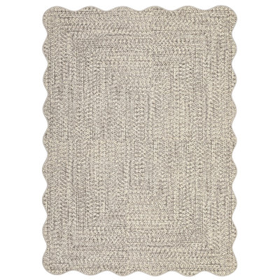 Farmhouse Scalloped Rug Washable Rug with Non Slip TRP Backing, Low Pile Non Shedding Rustic Carpet, Soft Thin Foldable Printed Mat for Living Room Bedroom