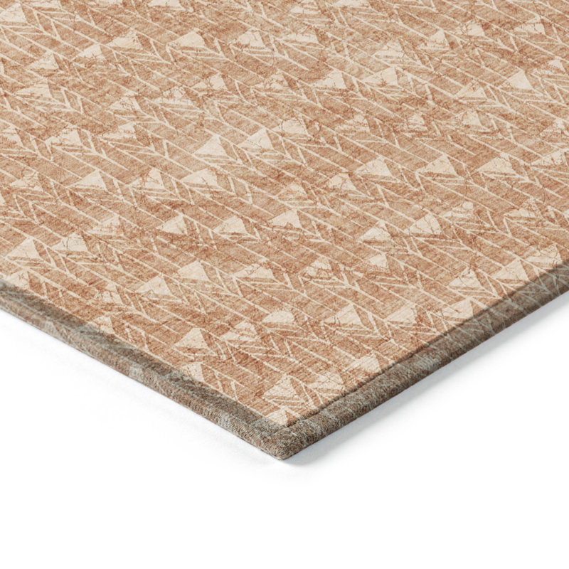 2' X 3' Salmon Geometric Washable Non Skid Indoor Outdoor Area Rug