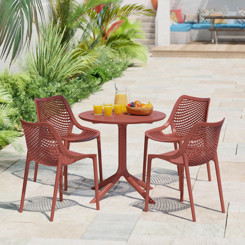 Ensemble repas extérieur pour 4 personnes, Rouge