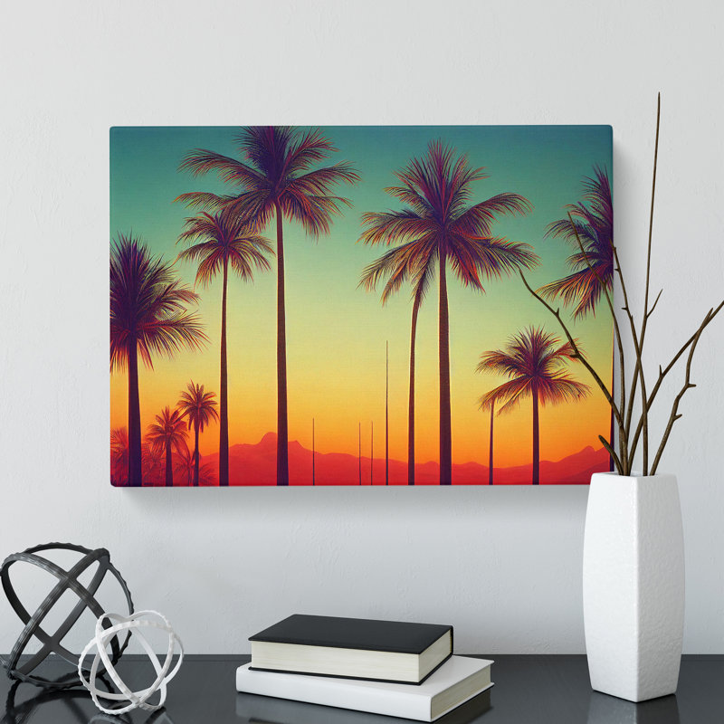 Bewitching Palm Tree Sunset - Wrapped Canvas, 35cm H x 50cm W x 3cm D