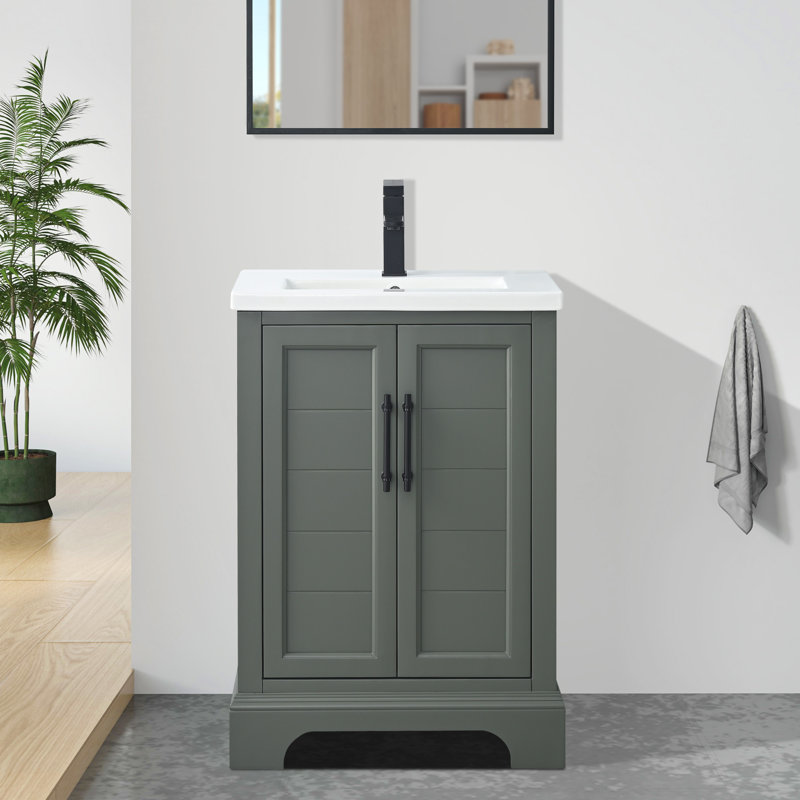  Ensemble de meuble-lavabo simple 24 po 24 po, Vert rétro