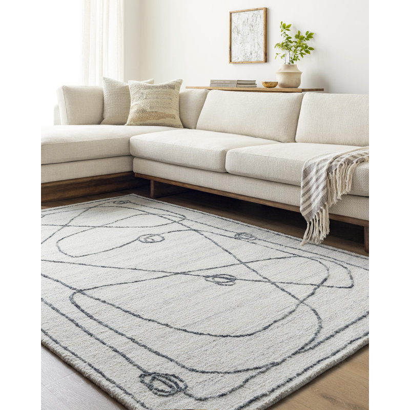Jules Wool Abstract Area Rug in Gray, Rectangle 8' x 10'