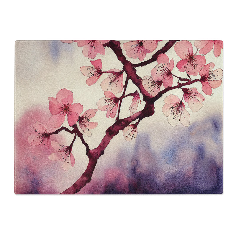 Cherry Blossom Flower Watercolour Vol.3  Glass Chopping Board