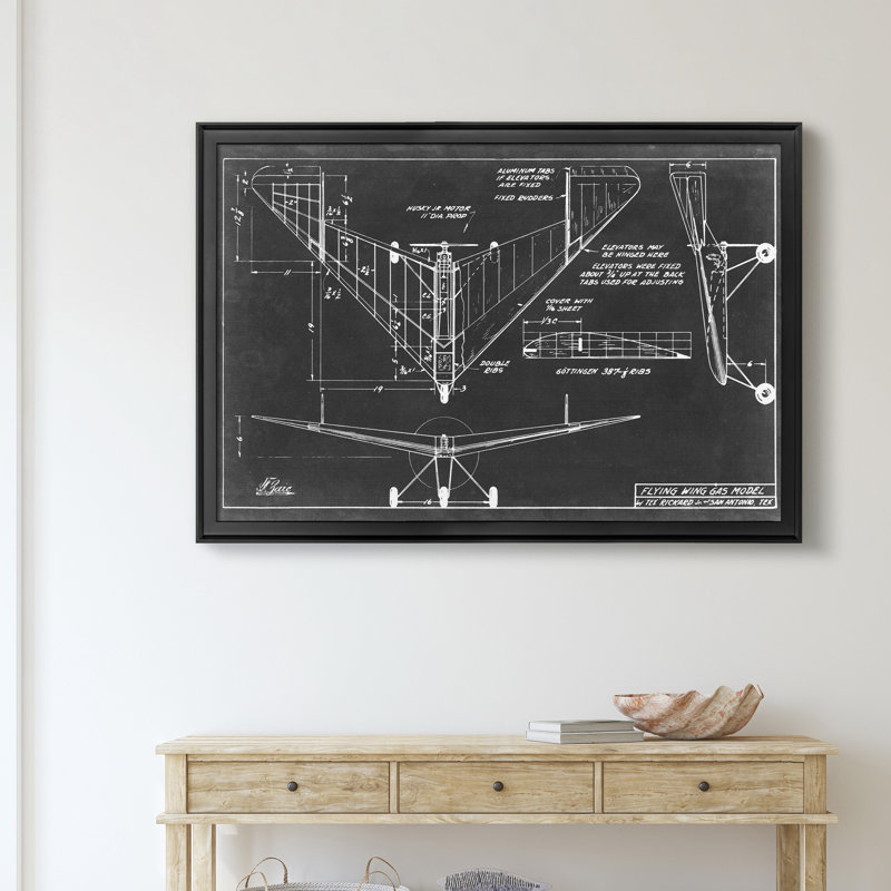 " Aeronautic Blueprint V ", Black, 30.5" H x 42.5" W x 1.5" D
