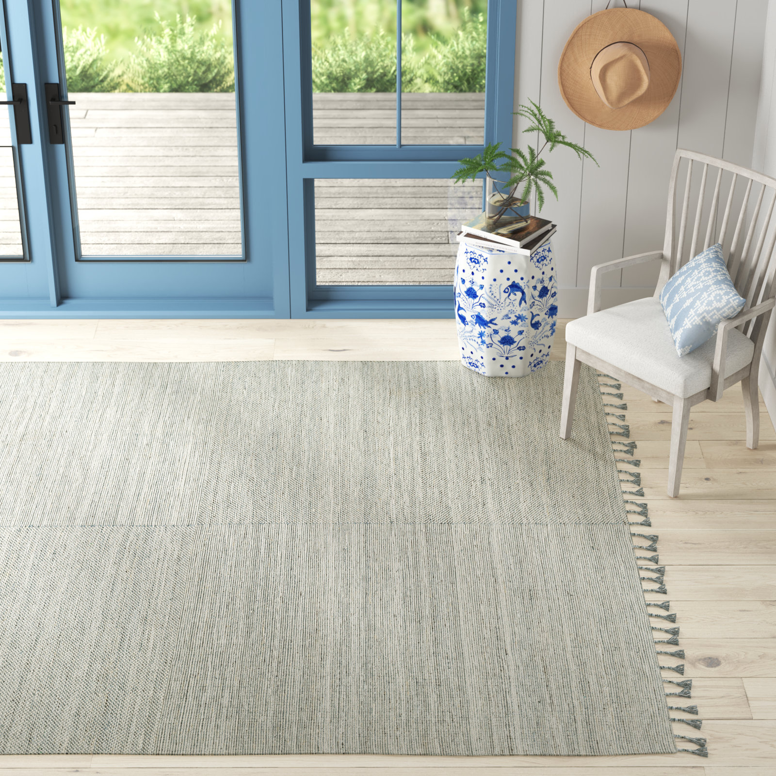Hand-Woven Rug, Rectangle 8' x 10', Light Gray