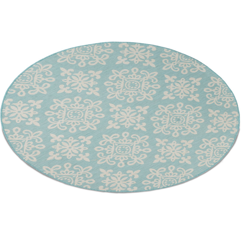 Tapis d'intérieur / extérieur géométrique de qualité supérieure IOED., Rond 6 pi 7 po