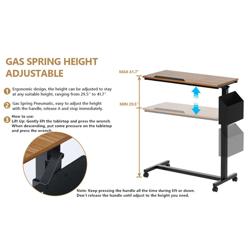 Ellzey Adjustable End Table, Walnut Brown