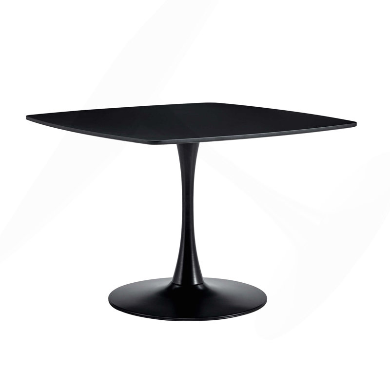 42.1" Black Mid-Century Round MDF Top Dining Table | For 4-6 People, Matte Black