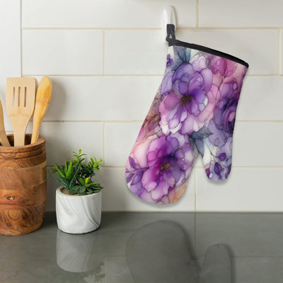 Lilac Glow Swirls Oven Mitt Cotton Twill