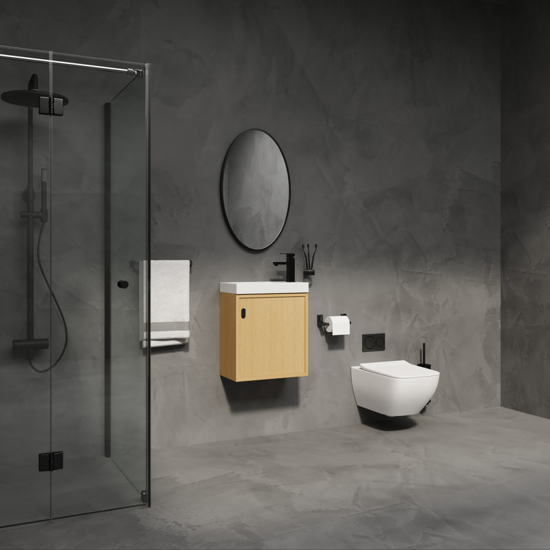 Meuble-lavabo mural 18,5 po avec lavabo intégré pour salles d'eau, Beige