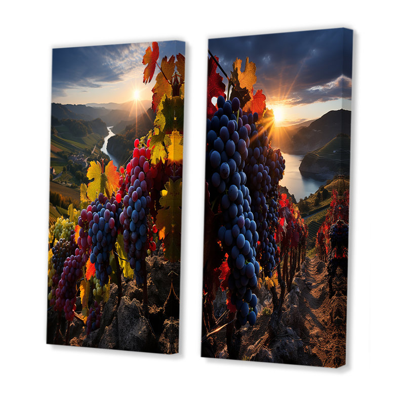 «Scenic Vivid Vineyard», 2 pièces, Toile tendue, H 24 po x l 20 po