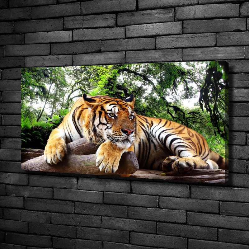 Tiger On The Rock - No Frame Print on Canvas