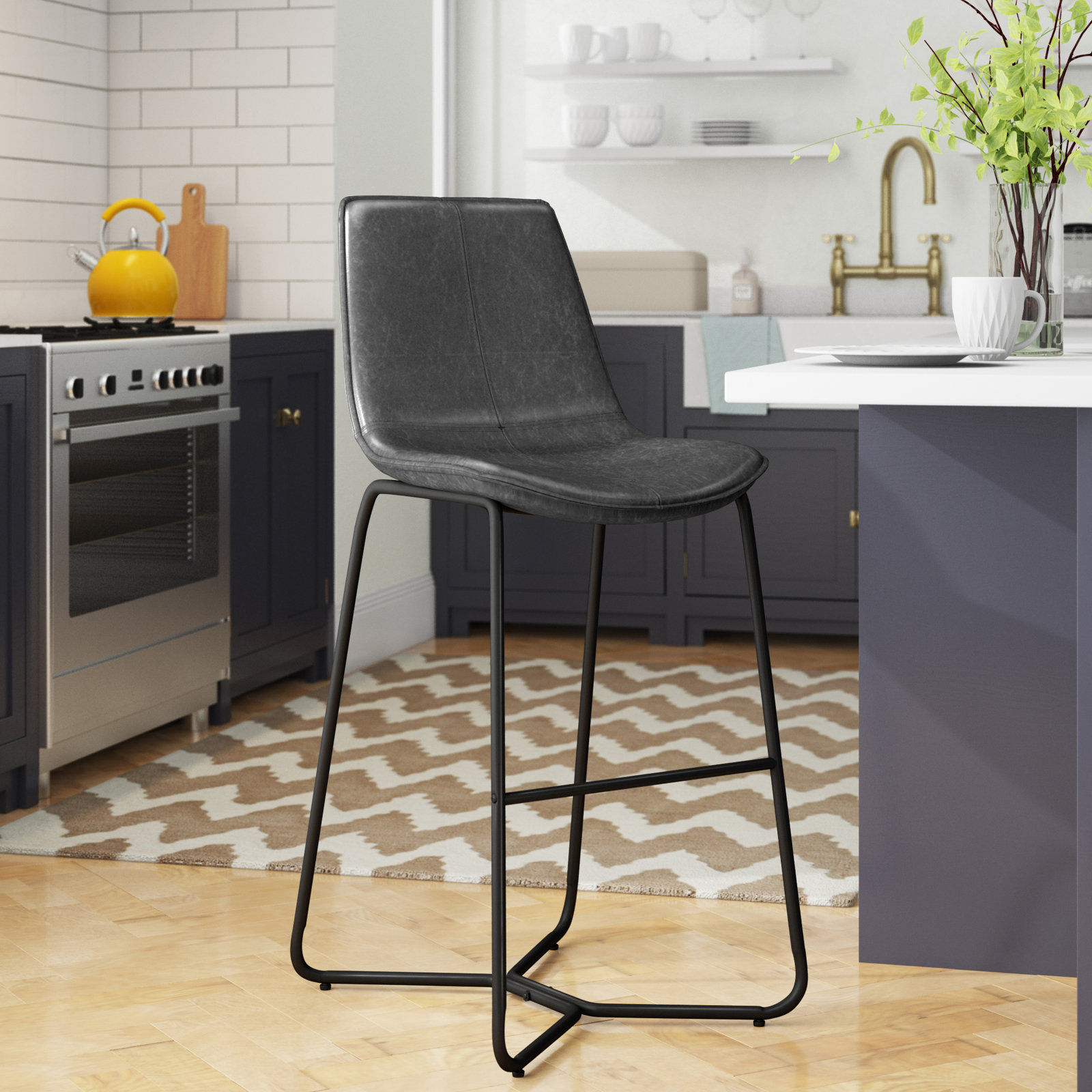 Alivia Bar Stool, Gray, Bar Stool (30" Seat Height)