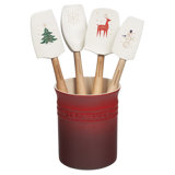 Le Creuset Noel Collection 5 Piece Utensil Set with Stoneware Crock