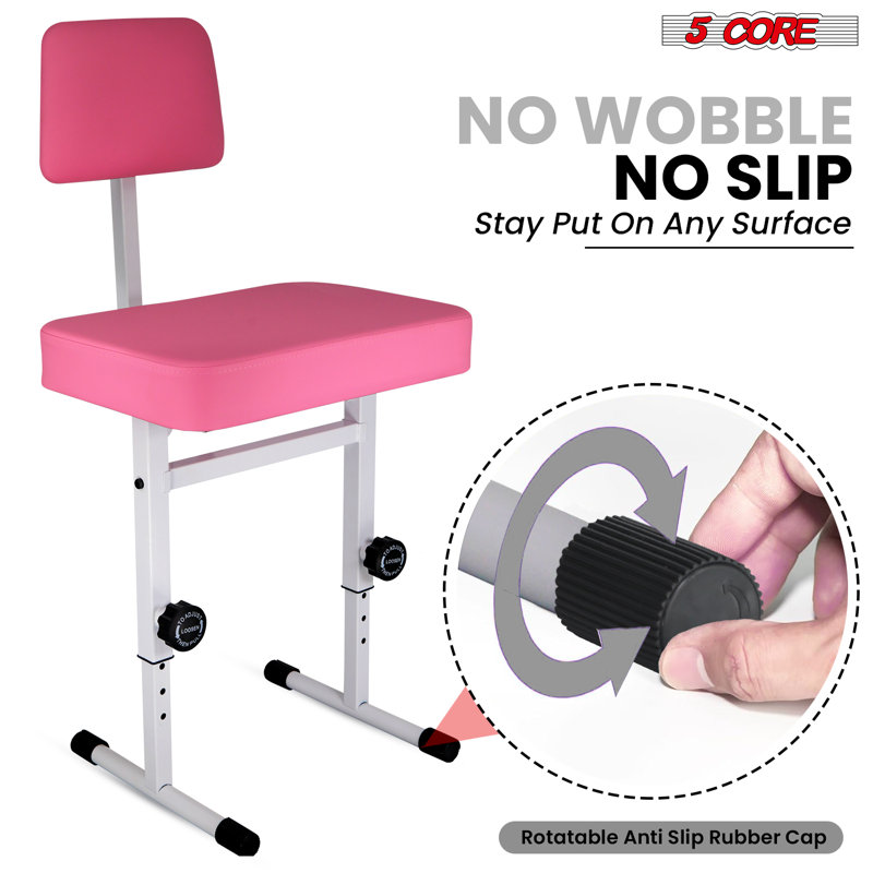 5 Core Piano Bench Height Adjustable Keyboard Stool Stool Heavy Duty Thick Padded Cushioned Seat with Backrest, Pink