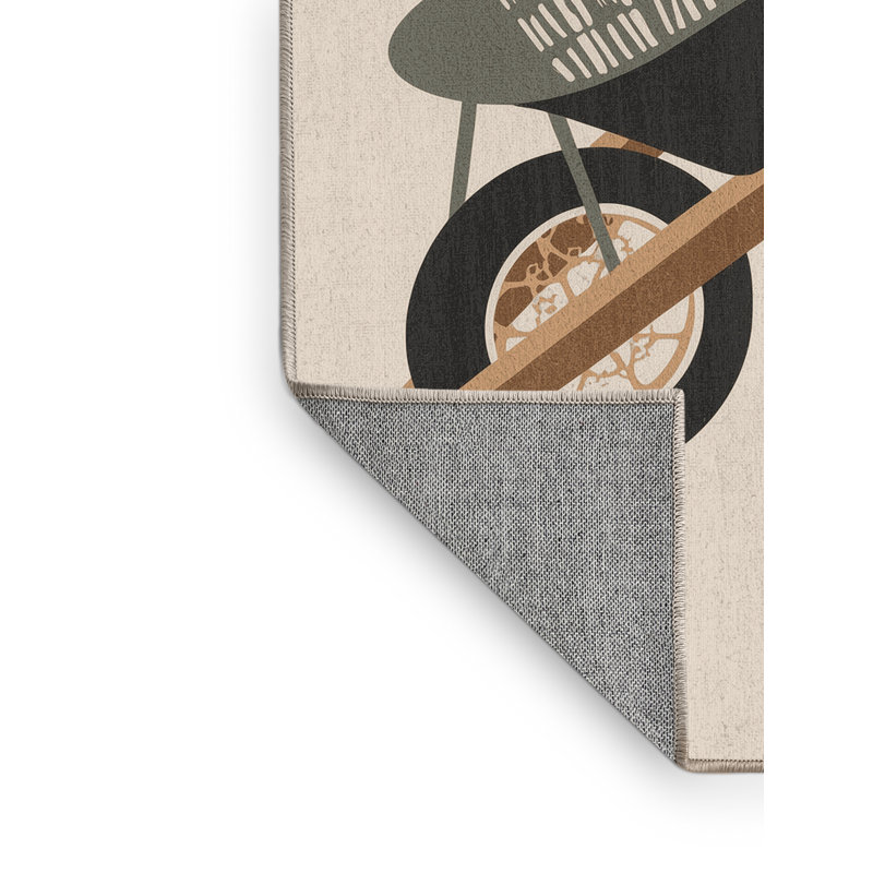 Tapis beige à motif de blocs de style brouette lavable à la machine, 6 x 9