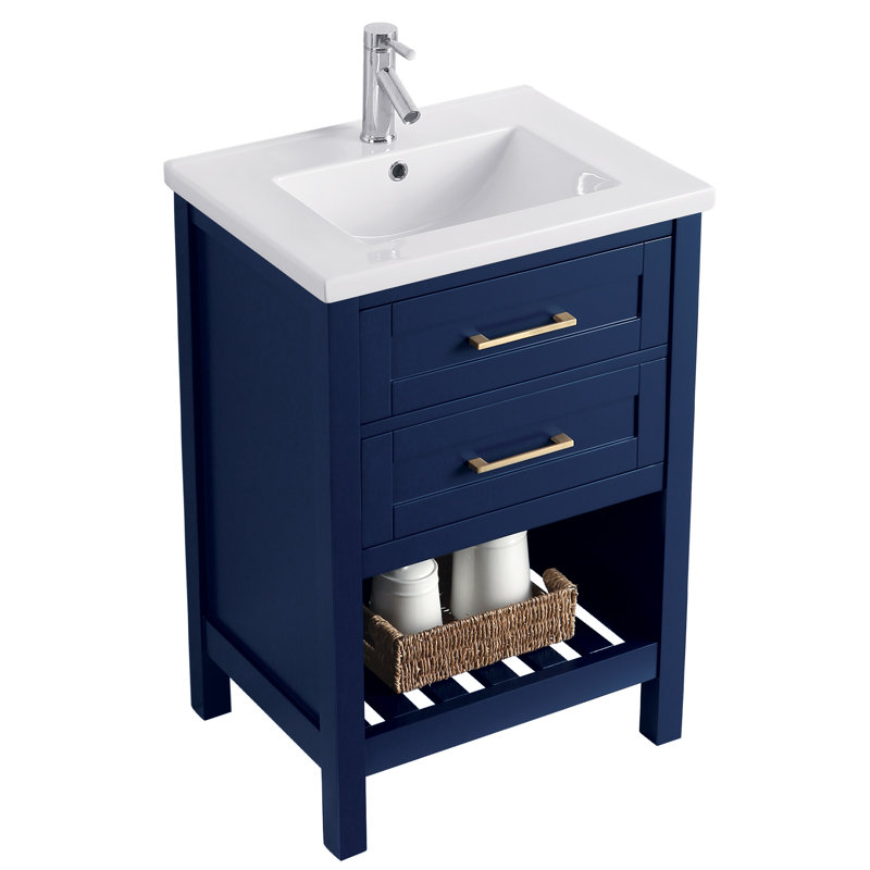 Ensemble de meuble-lavabo simple 24 po 24 po, bleu
