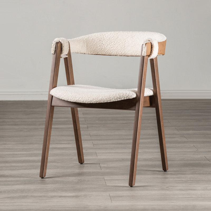 21" W Mid-Century Modern Side Chair (2/CTN), Walnut/Beige