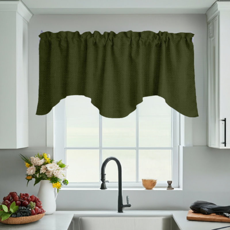 Cantonnière festonnée l 58 po Benina, Olive