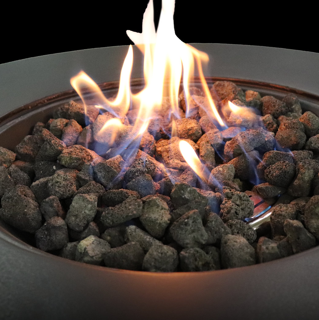 Rashid Round Fire Pit Table, Charcoal