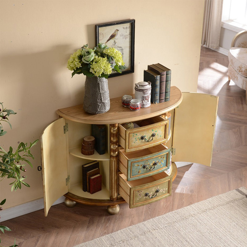 American Vintage Painted Solid Wood Cabinet Accent Chest