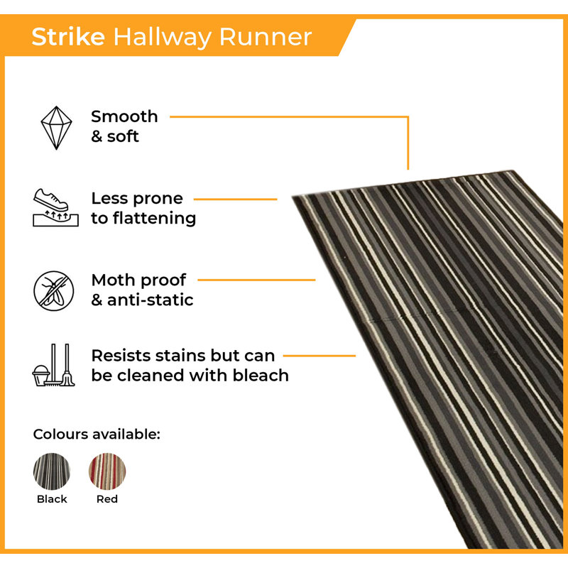 Ainsley Striped Indoor Area Rug, Rectangle 150cm x 80cm