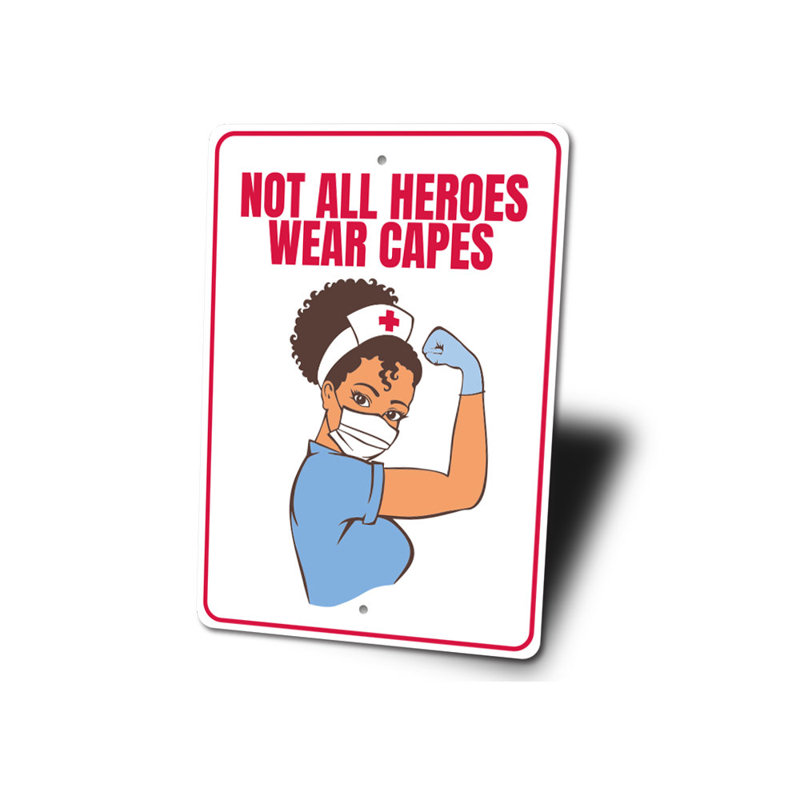 Plaque en aluminium «Nurse Hero», H 18 po x l 12 po x P 0,06 po
