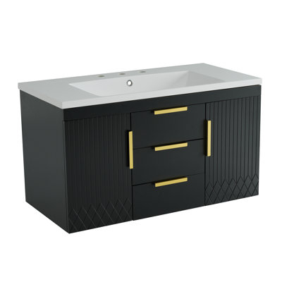 Armoire de salle de bain murale 72 po, 2 tiroirs, armoire de rangement flottante en bois massif