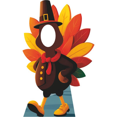 SP13165 Thanksgiving Turkey Pilgrim Kids Stand In Cardboard Cutout Standee Standup