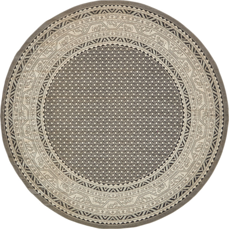 Swinson Geometric Area Rug, Gray, Round 8'