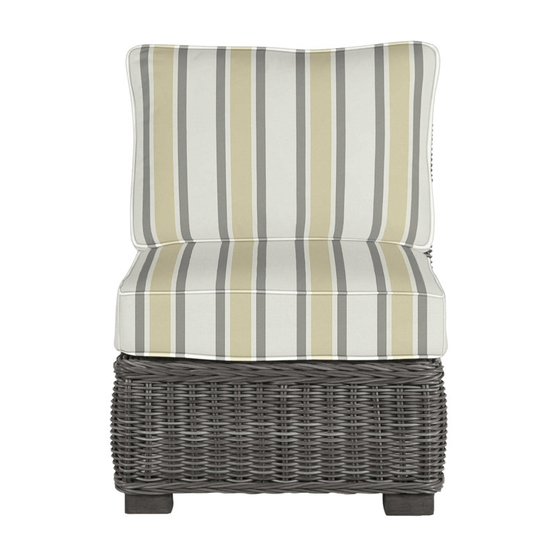 Rustic Woven Sectional Slipper Chair, Slate Gray, Welt, Indigo Velvet