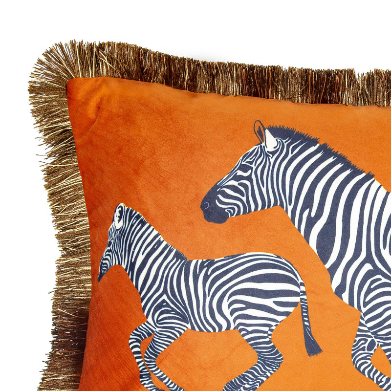 Housse de coussin en velours zébré Lumbar, Orange