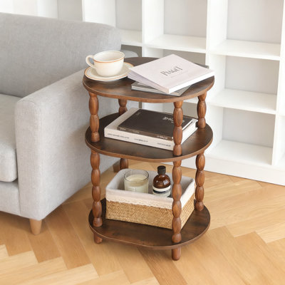 3-Tier Side Table With Oval Top, Modern End Table Or Nightstand With Open Shelf Storage For Living Room And Bedroom