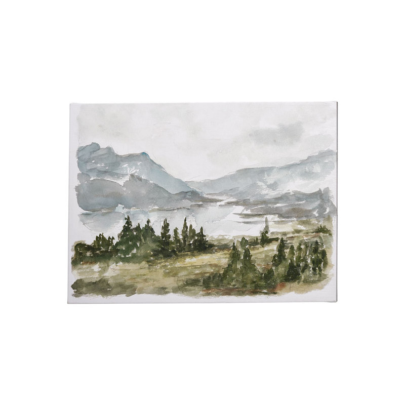 Toile texturée embellie à la main «Overcast Reservoir I» par Ethan Harper, H 27 po x l 36 po x P 1,5 po