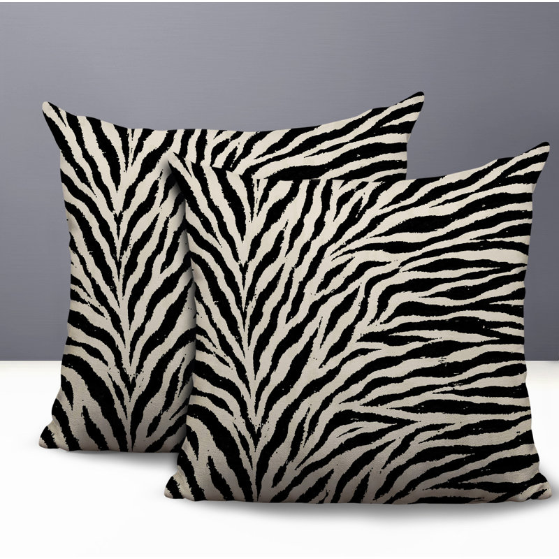 Oreiller réversible Jay Zebra, 16x16, Black