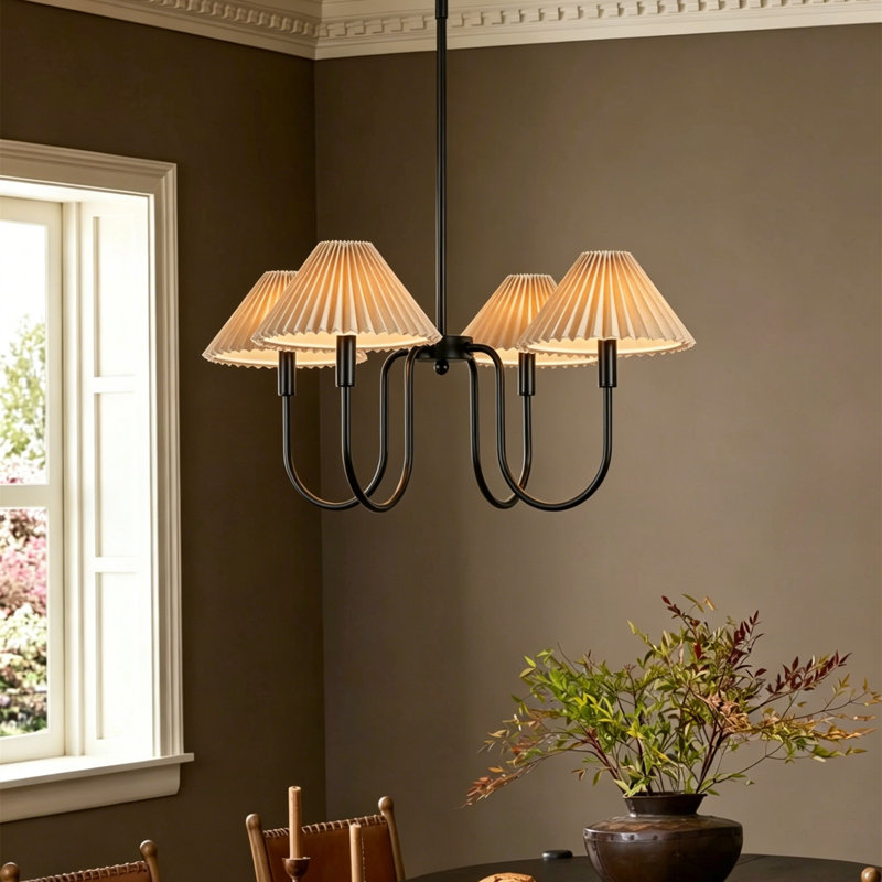 4-Light Classic / Traditional Dimmable  Chandelier, Matte Black