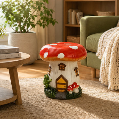 Tabouret de jardin décoratif en résine Azyrkon 13,4 po en forme de champignon