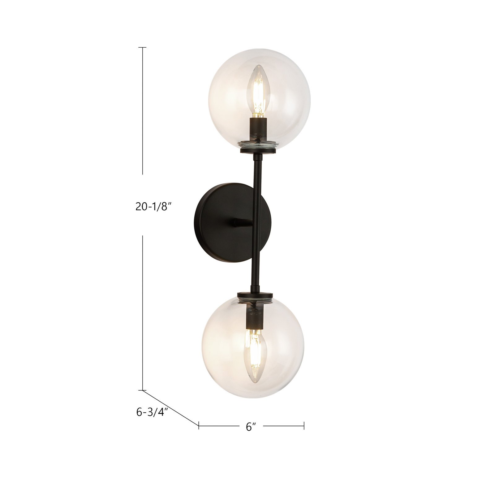 Luanda 2-Light Vanity Light, Matte Black